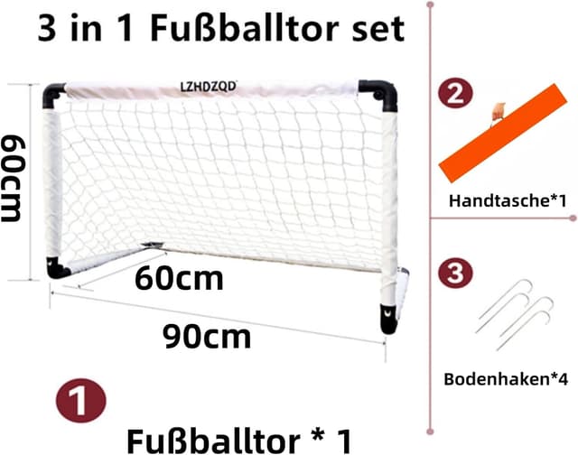Detalle 2 de LZHDZQD klappbares Mini-Fußballtor für Kinder (60×45 / 90×60 / 115×80 cm) – faltbar für Garten & drinnen