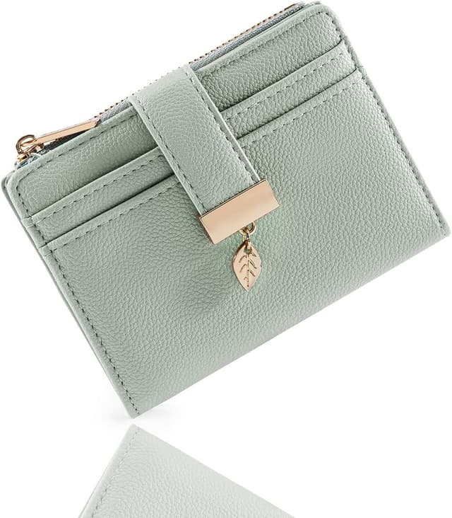 Detalle de Pomelo Best women’s RFID vegan leather bi-fold wallet with zip coin pocket