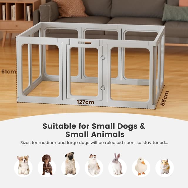 Detalle 2 de Gardner Pet Acrylic Pet Playpen, Transparent Dog Pen Indoor with Door (61 cm H, 10 Panels)