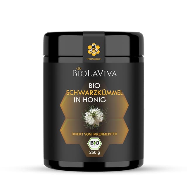 Imagen de BIOLAVIVA BIO Honig mit Schwarzkümmel 250 g 🍯 en OfertitasTOP