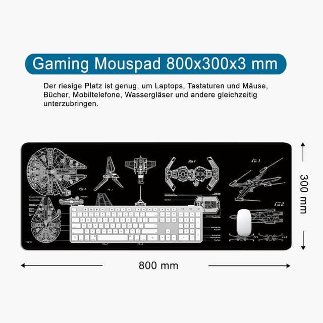 Thumbnail 4 de VYEUIAO Schwarz XL Gaming Mauspad 800x300mm