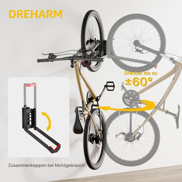 Thumbnail 2 de monTEK Schwenkbare Fahrrad Wandhalterung 35 kg