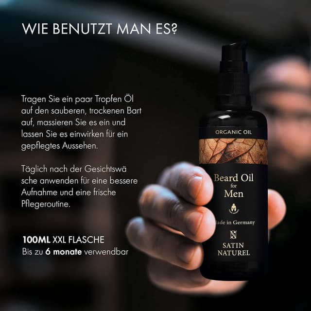 Thumbnail 6 de Satin Naturel BIO Bartöl kaltgepresst 100 ml – Premium Bartpflege für Herren