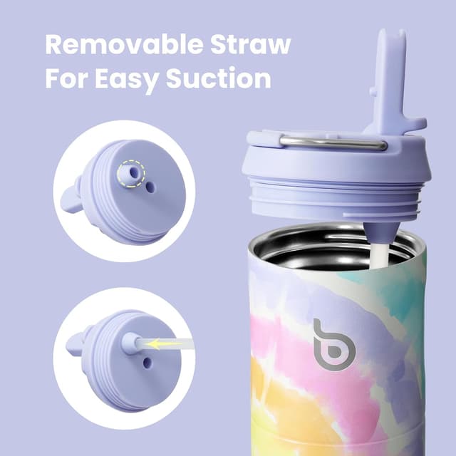 Detalle 2 de BOTTLE BOTTLE Stainless Steel Water Bottle 700ml with Straw, Lid & Handle (Cotton Candy)