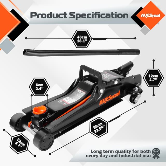 Thumbnail 2 de AV Steel Floor Jack 2.5 Ton Low Profile, 3.4–14.6" range 🛠