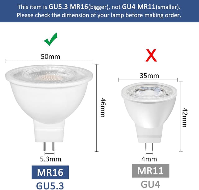 Detalle de Caldarax Lampadine LED GU5.3 12V 5W (MR16) 2700K, 500 lm, fascio 120° – non dimmerabile, 6 pezzi