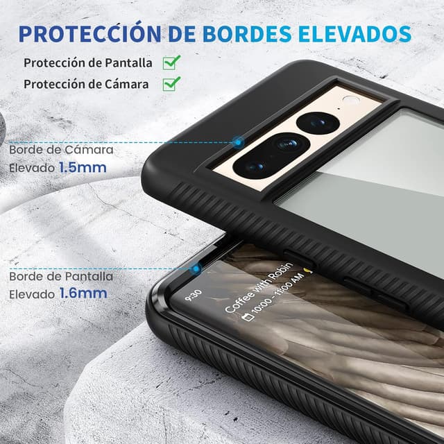 Thumbnail 4 de Coque intégrale seacosmo 360° pour Google Pixel 7 Pro (antichoc) – étui robuste noir avec protecteur d’écran