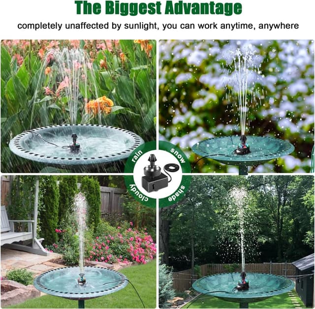 Detalle 1 de SZMP 24-Hours Working Pond Fountain Pump with 7 Nozzles and LED Lights (UK Plug)