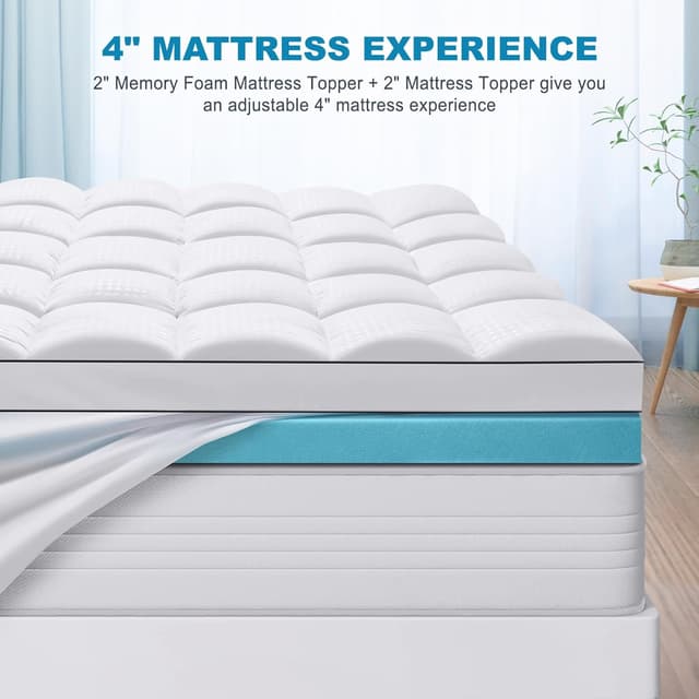 Thumbnail 5 de MASVIS King Size Dual Layer Memory Foam Mattress Topper