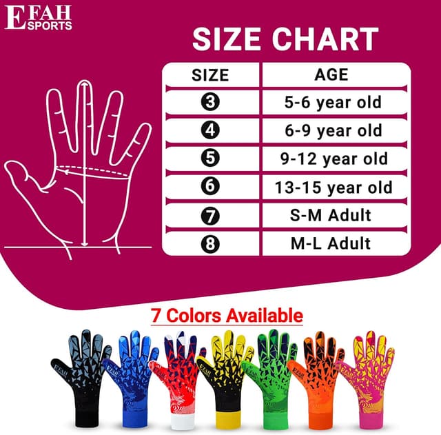 Thumbnail 6 de EFAH SPORTS Goalkeeper Gloves for Youth with Strong Grip