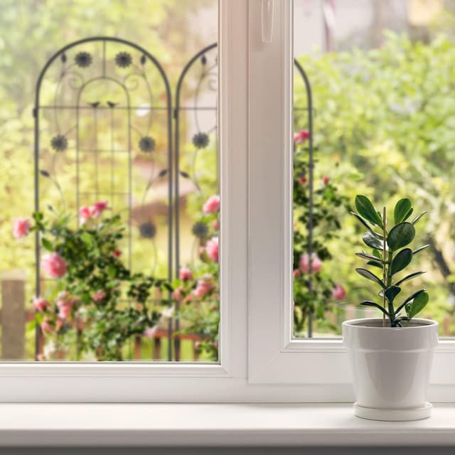 Detalle de Relaxdays grigliati per rampicanti: set da 2 tralicci in ferro nero a incastro (200 x 50 cm)