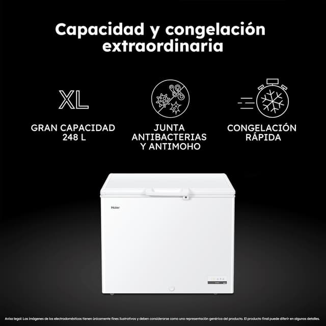 Detalle 2 de Haier HCE301E 🧊 Congelador Horizontal 300L con Display Digital