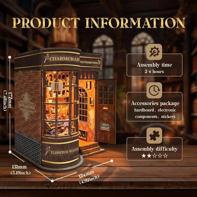 Detalle 2 de STRUCWOOD SQ-51 book nook kit with LED light