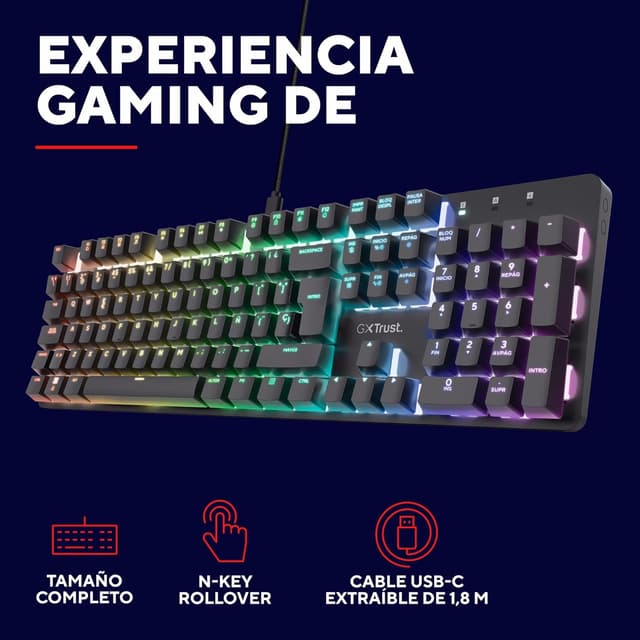 Detalle 2 de Trust GXT 871 Zora Teclado Mecánico Español RGB