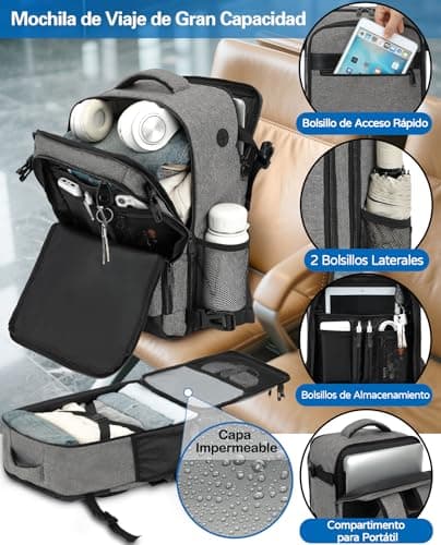 Detalle 2 de KLOSTAIN Mochila de cabina para avión 40x20x25 (20L) con bolsillo antirrobo y para portátil de 14