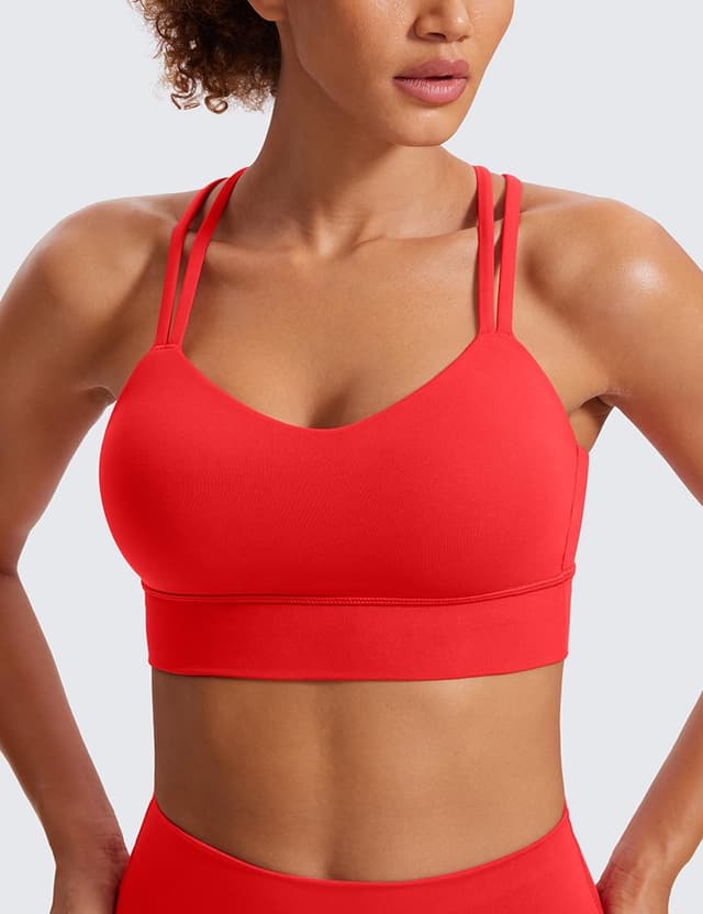 Detalle de CRZ YOGA Butterluxe : soutien-gorge de sport femme à bretelles croisées, bonnets moulés sans coussinets amovibles
