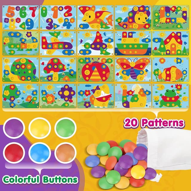 Detalle de Joozmui Montessori wooden colour matching pegboard & plug puzzle set (age 2–3)