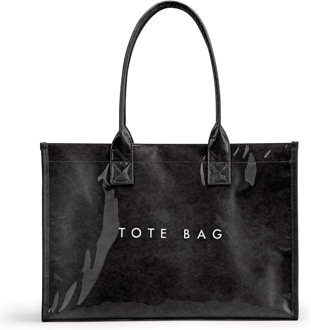 Thumbnail 6 de KALIDI PVC Tote Bag with Kraft Paper Look, Top Handle Work Handbag