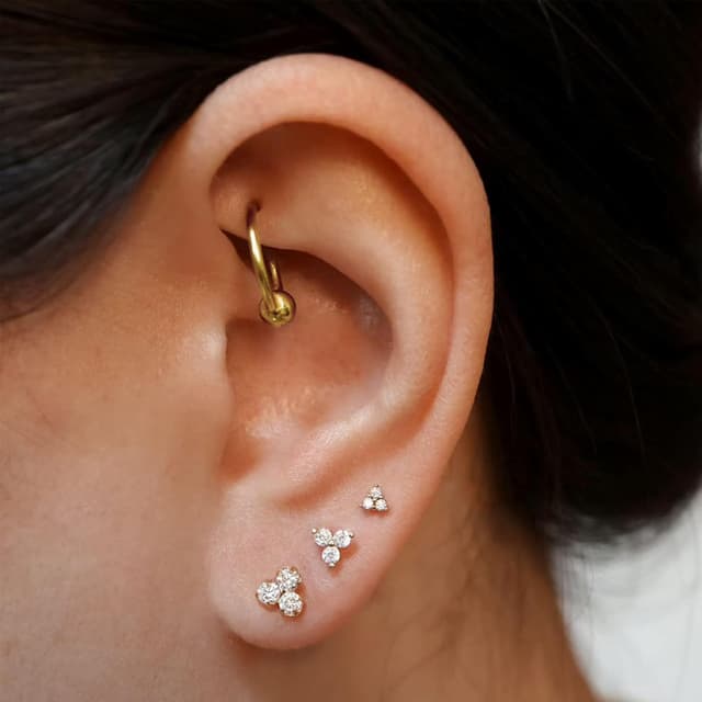 Detalle de MASOP Ohrstecker Silber Gold Rosegold Set (Silber 925, Zirkonia) – 3 Paar mit 3 / 4 / 5 mm