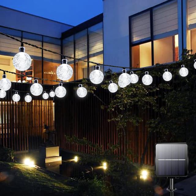 Detalle 2 de Garlocht Solar Garden Lights Outdoor (30 LED, 5m) Waterproof Crystal Ball Fairy Lights with 8 Modes