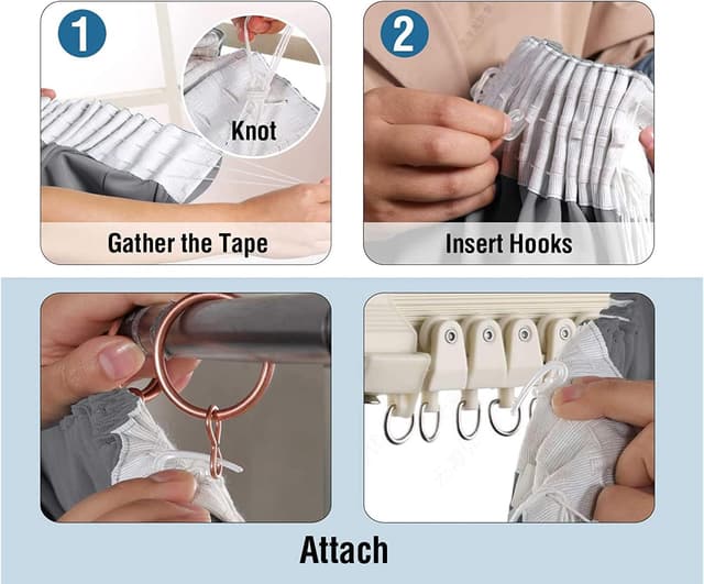 Detalle de BellaHills Blackout Thermal Insulated Pencil Pleat Curtains (Grey) – 2 Panels, 46 x 54 Inch