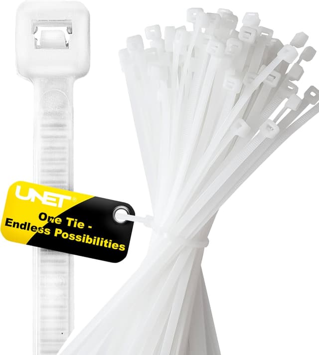 Detalle de Nylon-Kabelbinder 3,6×150 mm (100 Stück) – weiß, selbstverriegelnd, bis 18 kg Zugfestigkeit