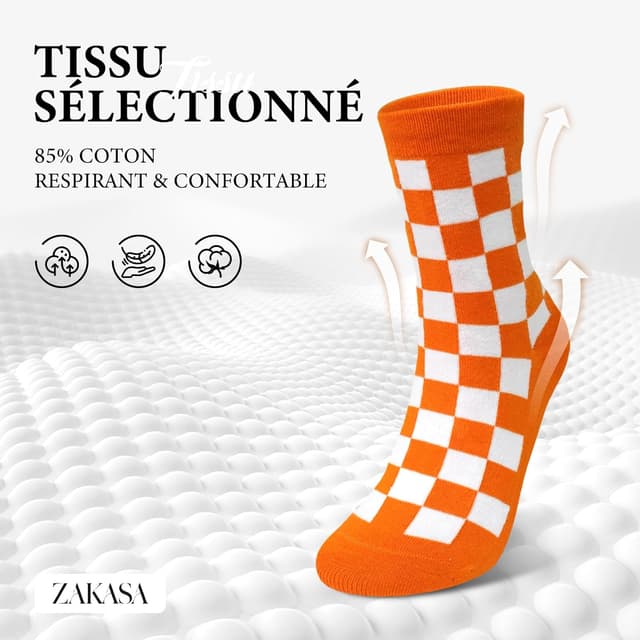 Detalle 2 de ZAKASA chaussettes antidérapantes femme sport (coton respirant) — lot de 5 paires