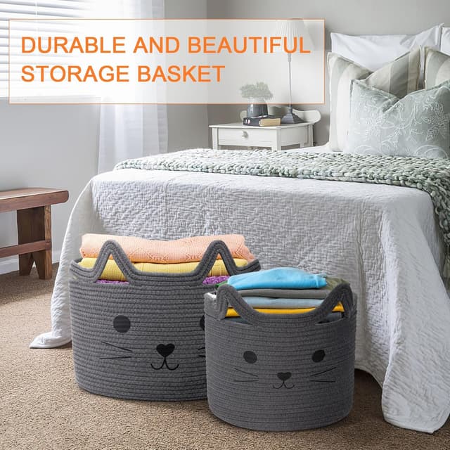 Thumbnail 6 de Goodheim Cesto portaoggetti in cotone gatto grigio