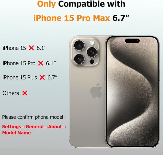 Detalle 2 de ZTOFERA magnetische Hülle für iPhone 15 Pro Max (6,7") – transparente TPU Handyhülle mit Polka-Punkte Muster, schwarz