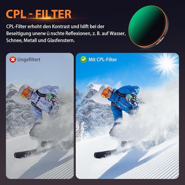 Detalle de MINGVEN ND-Filter-Set für DJI Osmo Action 5 Pro (CPL + ND-Filter, 4er-Set) – kompatibel mit Action 4/3