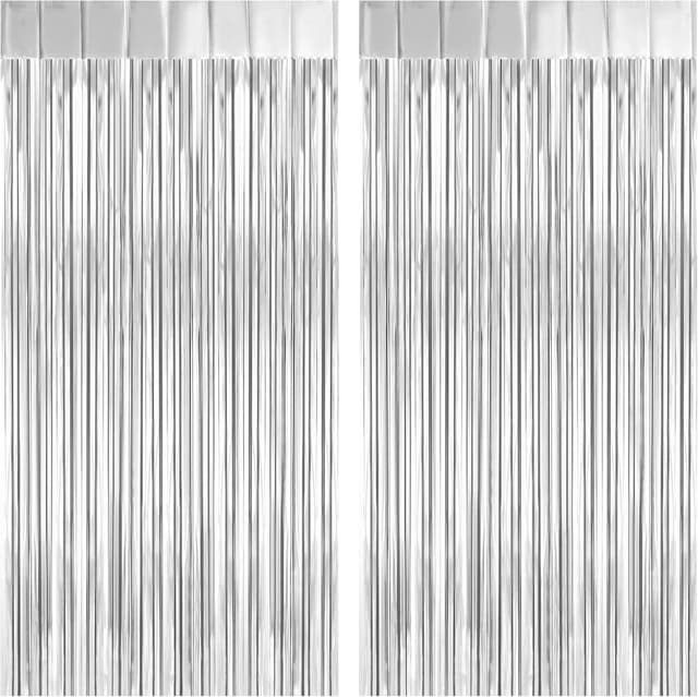 Thumbnail 6 de Black Tinsel Foil Fringe Curtains 3.2ft x 8.2ft 🎉