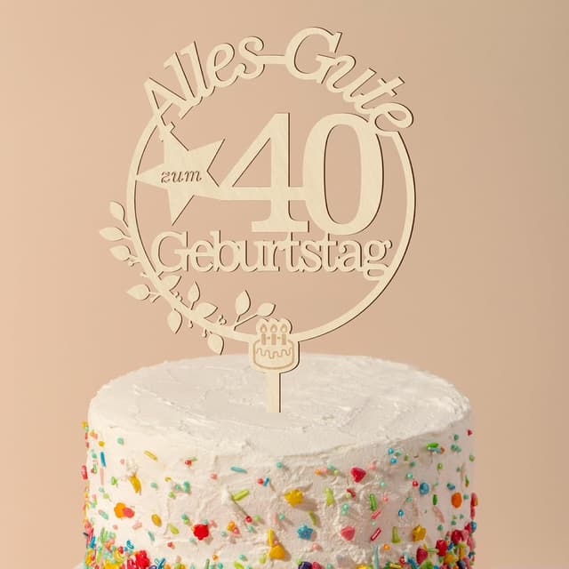 Thumbnail 5 de Giftota Cake Topper 40. Geburtstag Holz
