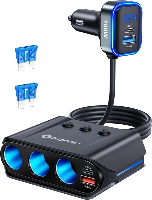 Detalle de SONRU 7 in 1 Zigarettenanzünder Verteiler 180W