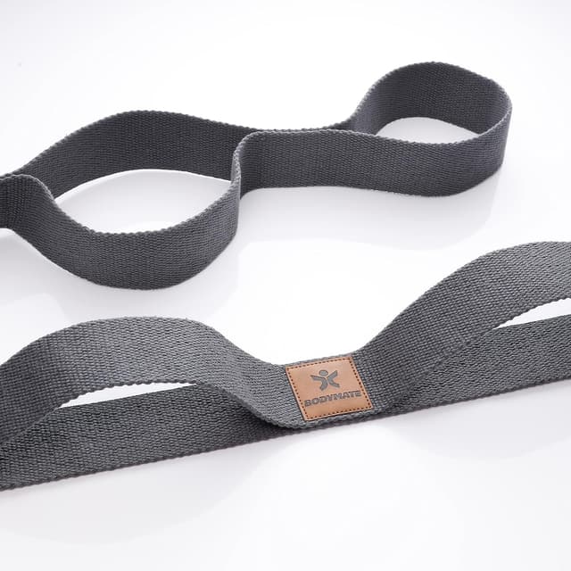 Detalle de BODYMATE Fascia elastica con 10 passanti in cotone naturale (circa 190 cm) per yoga, stretching e mobilità