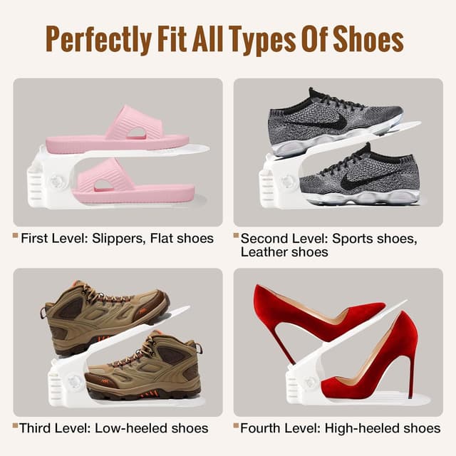 Detalle 2 de Neprock 12-Pack White Neprock Shoe Organiser with Adjustable Shoe Slots for Wardrobe Storage