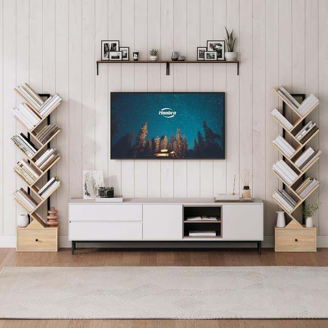 Detalle 2 de HOOBRO Scaffale a forma di albero EBN18SJ01G1, libreria vintage a 9 livelli con cassetto