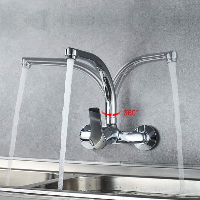 Detalle 1 de Ibergrif M16357 Grifería de Cocina de Pared 🚰 Cromo