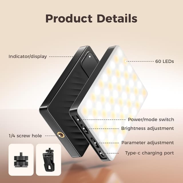 Detalle de GlasFlength luz para móvil 60 LED recargable