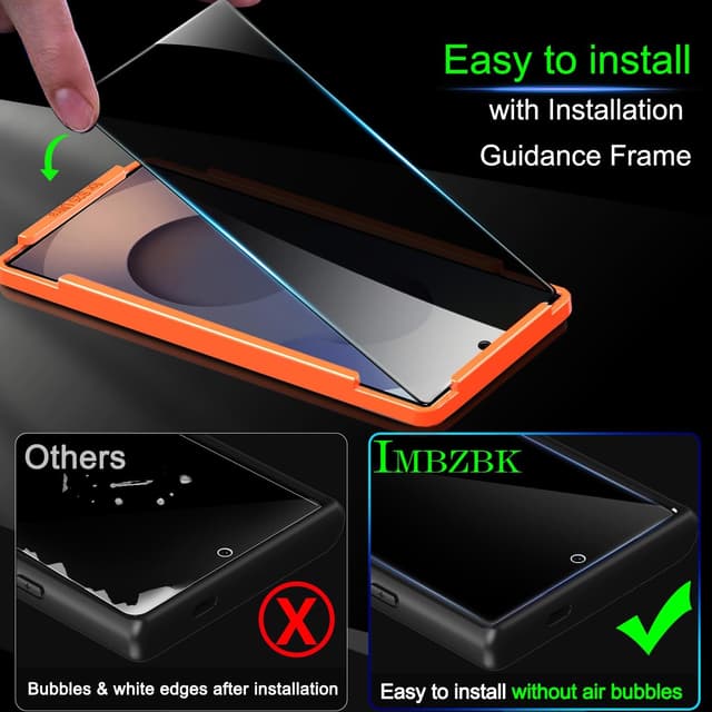 Detalle de IMBZBK kit privacy per Samsung Galaxy S25 Ultra: 3 pellicole vetro temperato privacy + protezione fotocamera (3 pezzi)