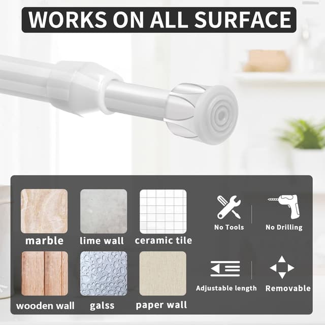 Detalle de Feligio Ausziehbare Duschvorhangstange 60–110 cm