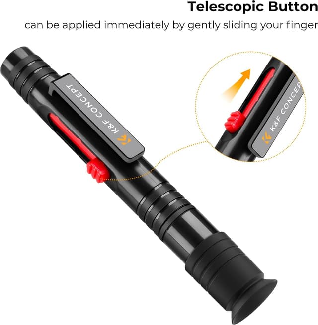 Detalle de K&F CONCEPT Lens Cleaning Pen (two-in-one brushes & carbon tips) for camera lens and filters