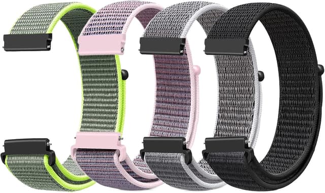 Detalle de FTYQUEE 4 Pack Nylon Watch Strap (Quick Release) – Adjustable Fabric Bands for 16mm–22mm Lugs