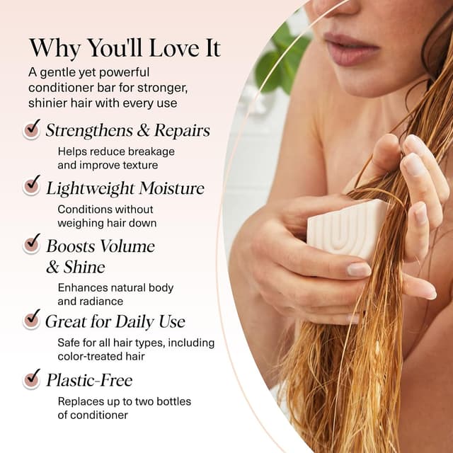 Detalle de Kitsch Rice Water Conditioner Bar for Hair Growth (Rice Protein) — Sulfate, Silicone & Paraben-Free Hair Conditioner, 2.7 oz