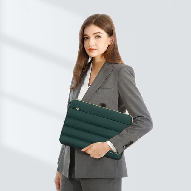 Detalle de MOSISO Laptop Hülle Tasche 13,3 Zoll (13–13,3 Zoll) mit kleinem Etui – Pfauengrün, gepolstert