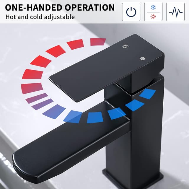 Thumbnail 2 de HOMELODY Einhebelmischer Badarmatur schwarz für Waschbecken