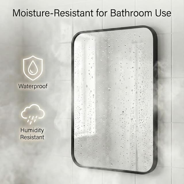 Detalle 2 de Pocetry 2-Pack 24x36 in Matte Black Bathroom Vanity Mirrors (HD Shatterproof Glass, Rustproof)