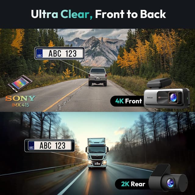 Detalle 2 de BOTSLAB 4K Dash Cam 64 GB with 170° front camera