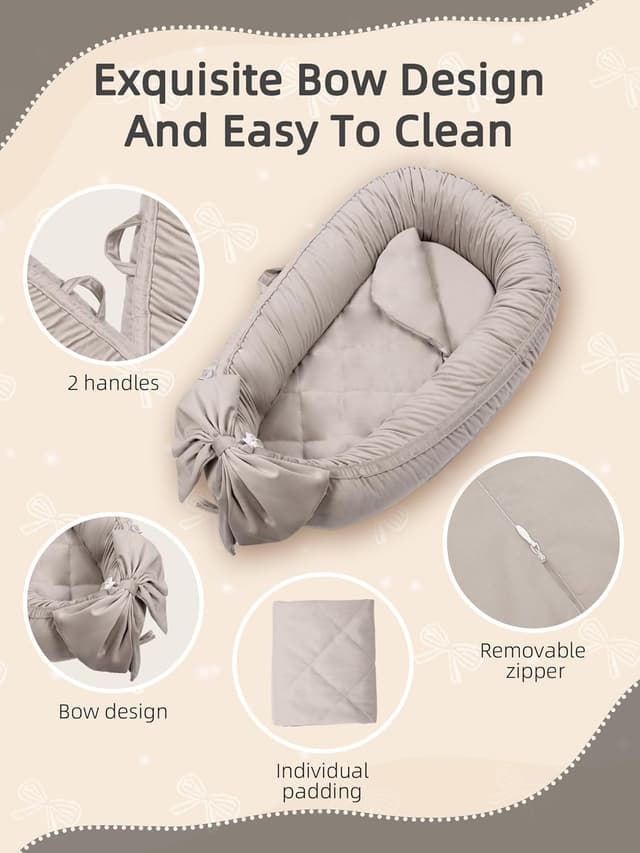 Detalle 2 de Babynest Nestchen für Babybett, Grau