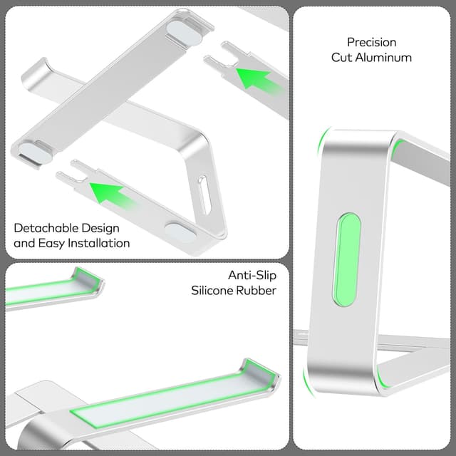 Detalle de Auvo ALS01 aluminium laptop stand for 10–15.6 inch laptops (silver)