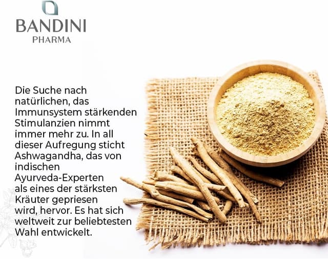 Detalle 2 de Bandini® Ashwagandha (Withania somnifera) KSM-66® – patentierter Wurzelextrakt, 500 mg pro Kapsel, 60 Kapseln
